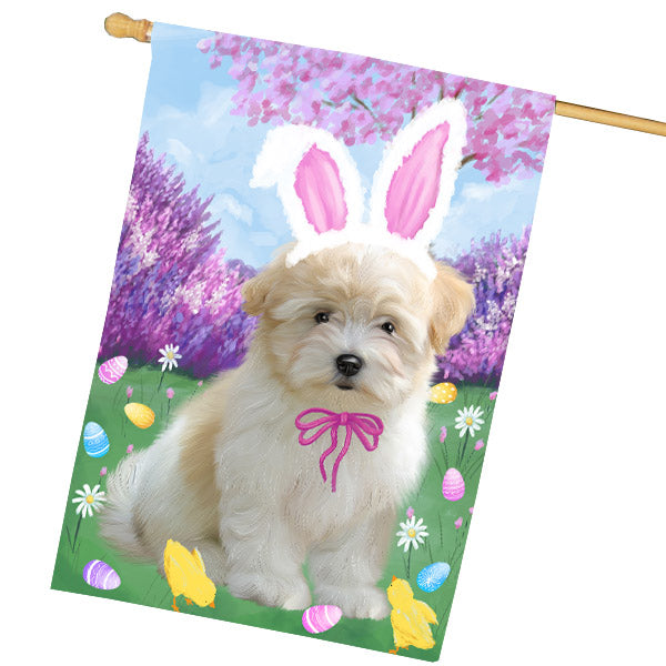 Easter holiday Coton De Tulear Dog House Flag Outdoor Decorative Double Sided Pet Portrait Weather Resistant Premium Quality Animal Printed Home Decorative Flags 100% Polyester FLG69475