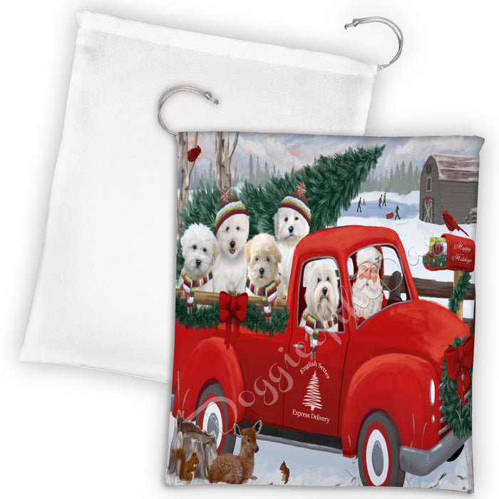 Christmas Santa Express Delivery Red Truck Coton De Tulear Dogs Drawstring Laundry or Gift Bag LGB48301