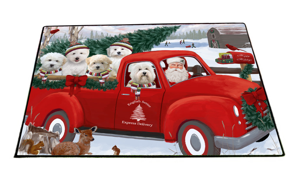 Christmas Santa Express Delivery Red Truck Coton De Tulear Dogs Floormat FLMS55882
