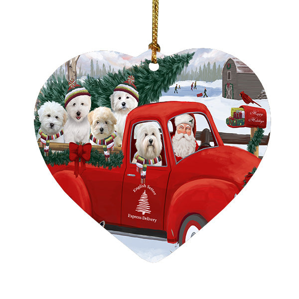 Christmas Santa Express Delivery Red Truck Coton De Tulear Dogs Heart Christmas Ornament HPORA59239