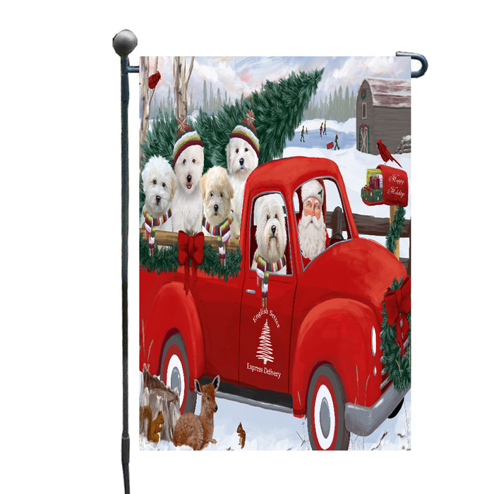 Christmas Santa Express Delivery Red Truck Coton De Tulear Dogs Garden Flags Outdoor Decor for Homes and Gardens Double Sided Garden Yard Spring Decorative Vertical Home Flags Garden Porch Lawn Flag for Decorations