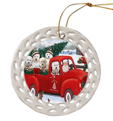 Christmas Santa Express Delivery Red Truck Coton De Tulear Dogs Doily Ornament DPOR58875