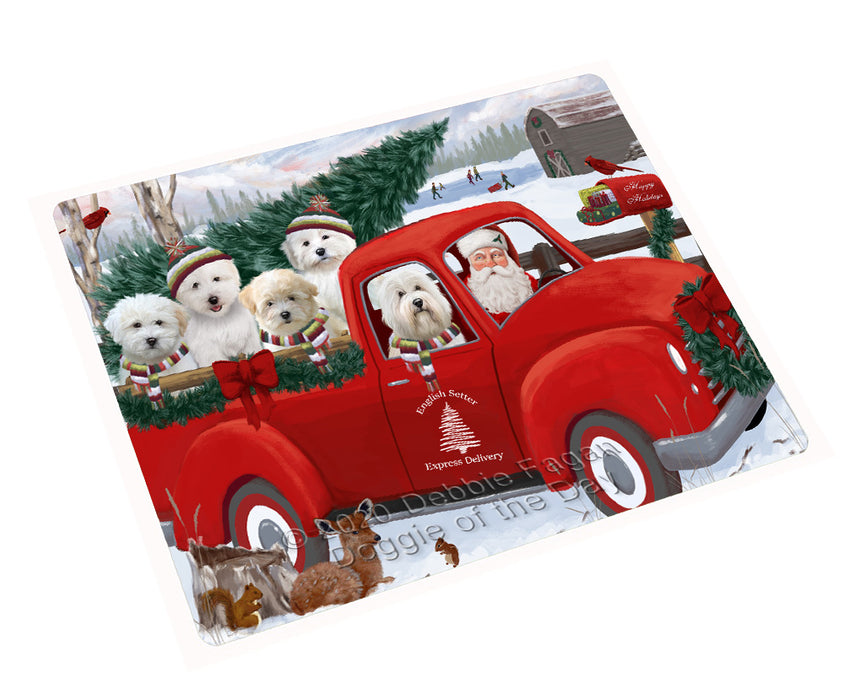 Christmas Santa Express Delivery Red Truck Coton De Tulear Dogs Cutting Board - For Kitchen - Scratch & Stain Resistant - Designed To Stay In Place - Easy To Clean By Hand - Perfect for Chopping Meats, Vegetables