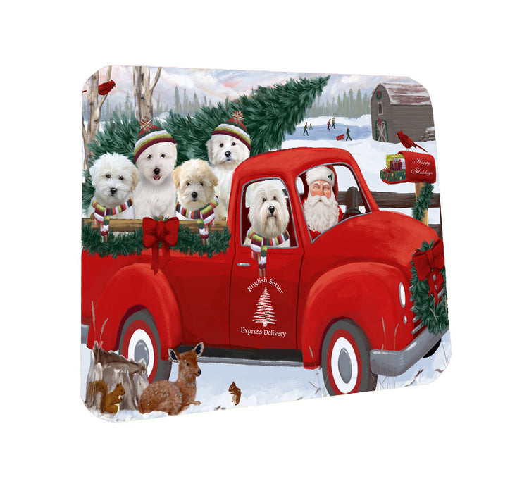 Christmas Santa Express Delivery Red Truck Coton De Tulear Dogs Coasters Set of 4 CSTA58478