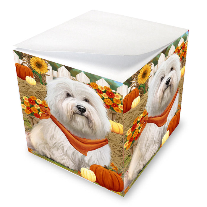 Fall Pumpkin Autumn Greeting Coton De Tulear Dog Note Cube NOC-DOTD-A57538