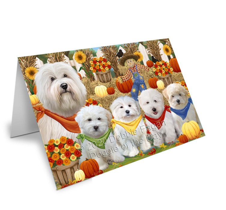 Fall Festive Gathering Coton De Tulear Dogs Handmade Artwork Assorted Pets Greeting Cards and Note Cards with Envelopes for All Occasions and Holiday Seasons
