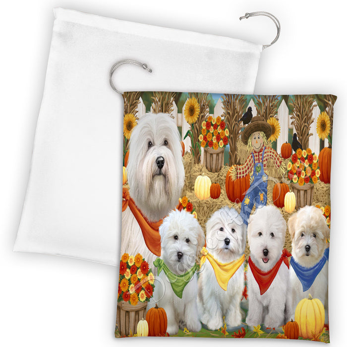 Fall Festive Harvest Time Gathering Coton De Tulear Dogs Drawstring Laundry or Gift Bag LGB48398