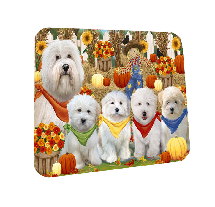 Fall Festive Gathering Coton De Tulear Dogs Coasters Set of 4 CSTA58486
