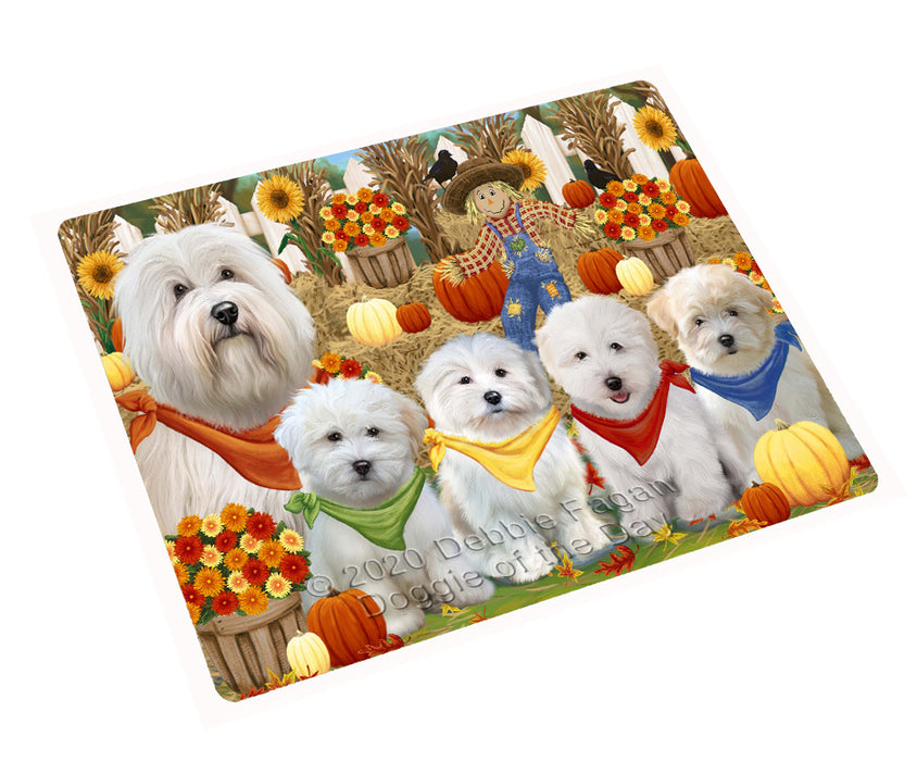 Fall Festive Gathering Coton De Tulear Dogs Cutting Board - For Kitchen - Scratch & Stain Resistant - Designed To Stay In Place - Easy To Clean By Hand - Perfect for Chopping Meats, Vegetables