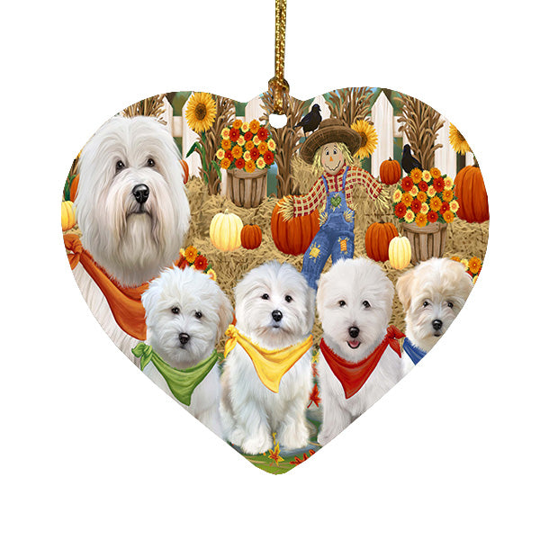 Fall Festive Gathering Coton De Tulear Dogs Heart Christmas Ornament HPORA59247