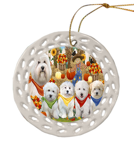 Fall Festive Gathering Coton De Tulear Dogs Doily Ornament DPOR58883