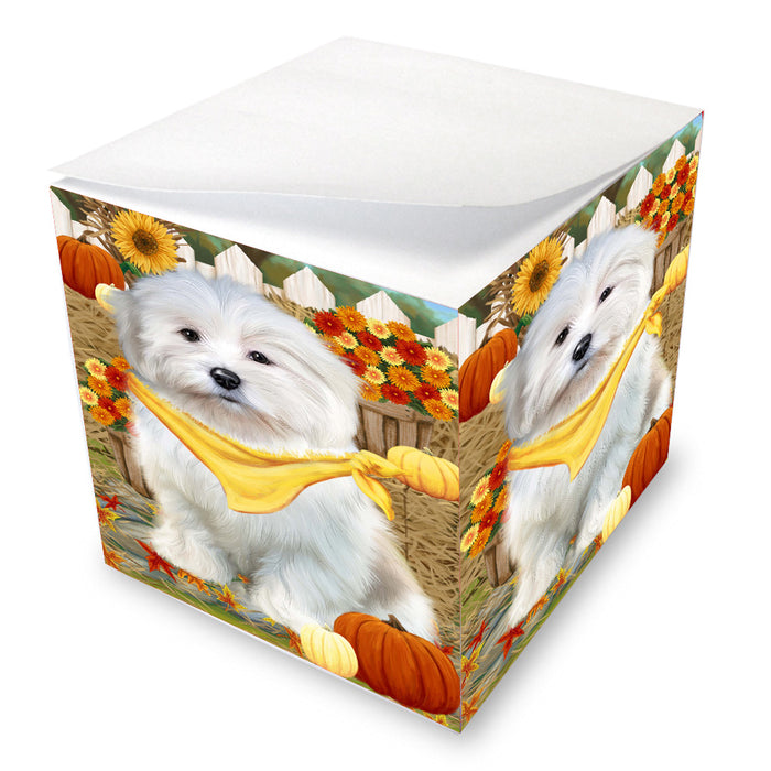 Fall Pumpkin Autumn Greeting Coton De Tulear Dog Note Cube NOC-DOTD-A57539