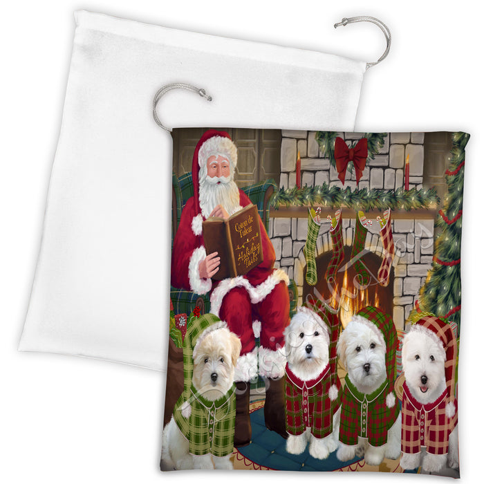Christmas Cozy Holiday Fire Tails Coton De Tulear Dogs Drawstring Laundry or Gift Bag LGB48495