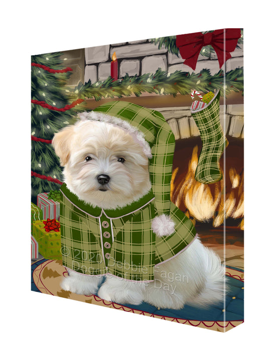 The Christmas Stocking was Hung Coton De Tulear Dog Canvas Wall Art - Premium Quality Ready to Hang Room Decor Wall Art Canvas - Unique Animal Printed Digital Painting for Decoration CVS616