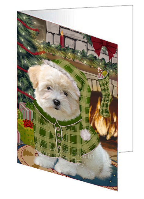 The Christmas Stocking was Hung Coton De Tulear Dog Handmade Artwork Assorted Pets Greeting Cards and Note Cards with Envelopes for All Occasions and Holiday Seasons