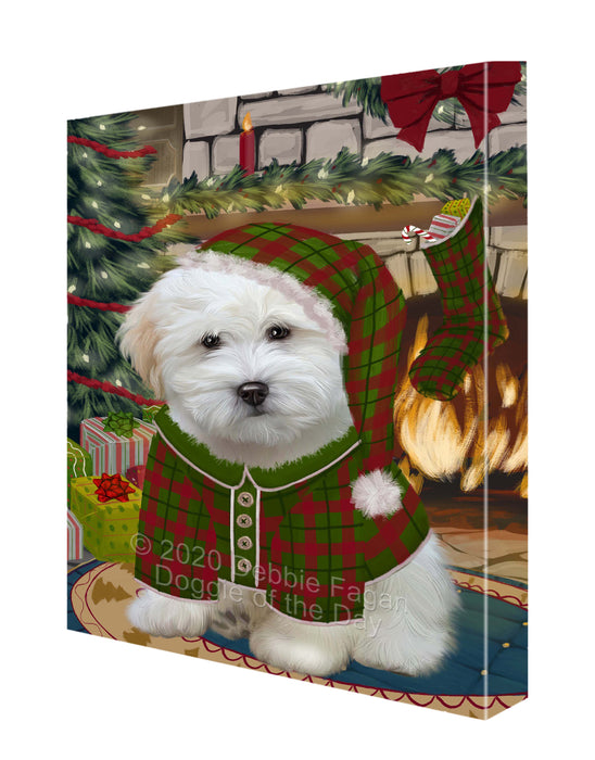 The Christmas Stocking was Hung Coton De Tulear Dog Canvas Wall Art - Premium Quality Ready to Hang Room Decor Wall Art Canvas - Unique Animal Printed Digital Painting for Decoration CVS617