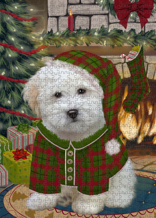 The Christmas Stocking was Hung Coton De Tulear Dog Portrait Jigsaw Puzzle for Adults Animal Interlocking Puzzle Game Unique Gift for Dog Lover's with Metal Tin Box PZL912