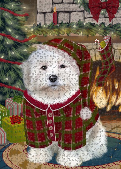 The Christmas Stocking was Hung Coton De Tulear Dog Portrait Jigsaw Puzzle for Adults Animal Interlocking Puzzle Game Unique Gift for Dog Lover's with Metal Tin Box PZL913