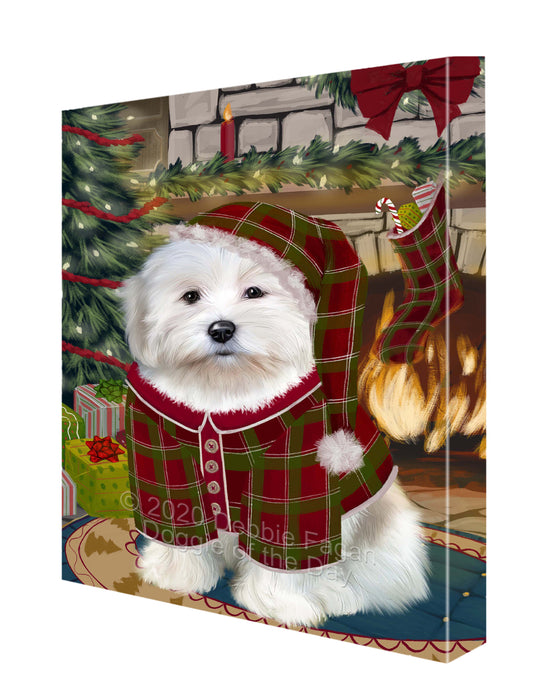 The Christmas Stocking was Hung Coton De Tulear Dog Canvas Wall Art - Premium Quality Ready to Hang Room Decor Wall Art Canvas - Unique Animal Printed Digital Painting for Decoration CVS618