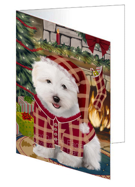The Christmas Stocking was Hung Coton De Tulear Dog Handmade Artwork Assorted Pets Greeting Cards and Note Cards with Envelopes for All Occasions and Holiday Seasons