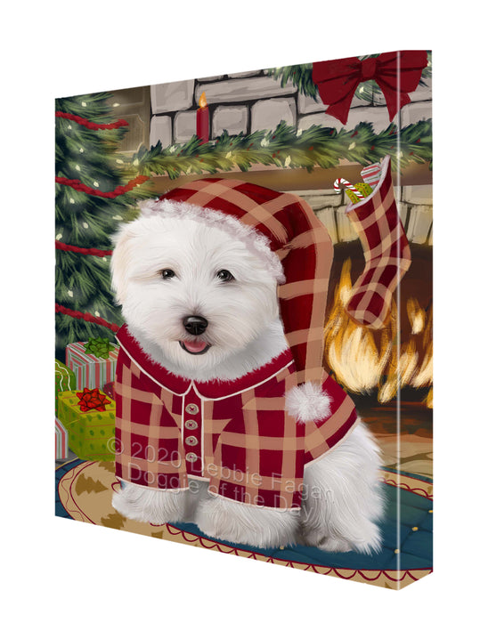 The Christmas Stocking was Hung Coton De Tulear Dog Canvas Wall Art - Premium Quality Ready to Hang Room Decor Wall Art Canvas - Unique Animal Printed Digital Painting for Decoration CVS619
