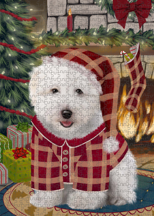 The Christmas Stocking was Hung Coton De Tulear Dog Portrait Jigsaw Puzzle for Adults Animal Interlocking Puzzle Game Unique Gift for Dog Lover's with Metal Tin Box PZL914