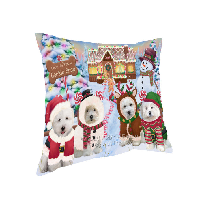 Christmas Gingerbread Cookie Shop Coton De Tulear Dogs Pillow with Top Quality High-Resolution Images - Ultra Soft Pet Pillows for Sleeping - Reversible & Comfort - Ideal Gift for Dog Lover - Cushion for Sofa Couch Bed - 100% Polyester