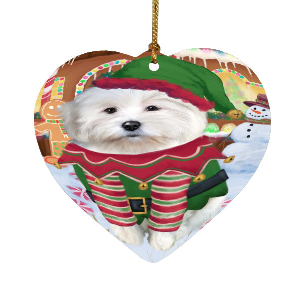 Christmas Gingerbread Elf Coton De Tulear Dog Heart Christmas Ornament HPORA59107