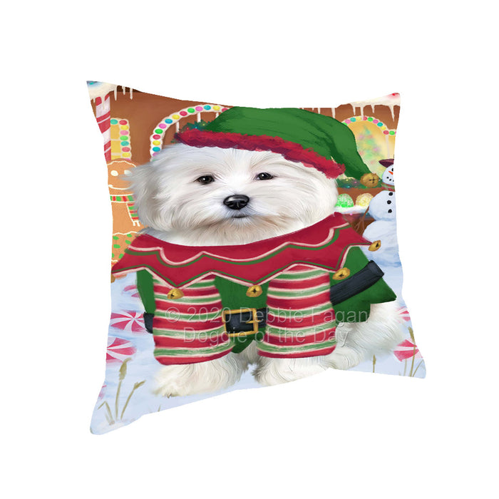 Christmas Gingerbread Elf Coton De Tulear Dog Pillow with Top Quality High-Resolution Images - Ultra Soft Pet Pillows for Sleeping - Reversible & Comfort - Ideal Gift for Dog Lover - Cushion for Sofa Couch Bed - 100% Polyester
