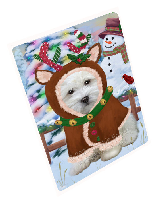 Christmas Gingerbread Reindeer Coton De Tulear Dog Cutting Board - For Kitchen - Scratch & Stain Resistant - Designed To Stay In Place - Easy To Clean By Hand - Perfect for Chopping Meats, Vegetables