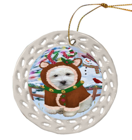 Christmas Gingerbread Reindeer Coton De Tulear Dog Doily Ornament DPOR58766