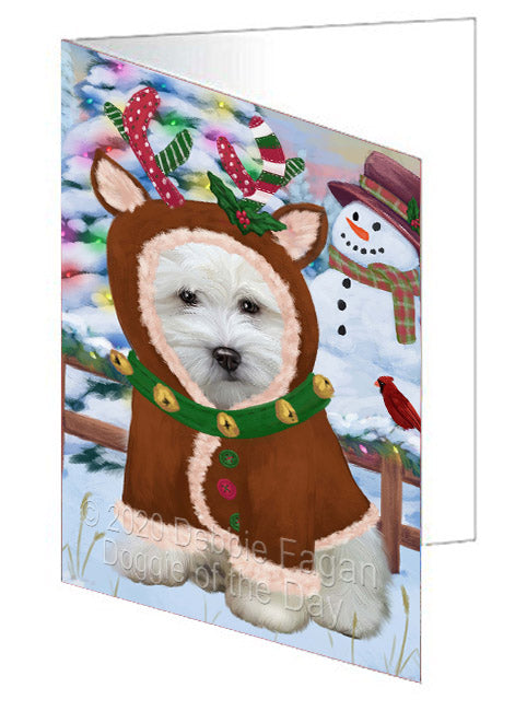 Christmas Gingerbread Reindeer Coton De Tulear Dog Handmade Artwork Assorted Pets Greeting Cards and Note Cards with Envelopes for All Occasions and Holiday Seasons