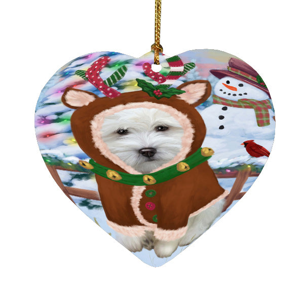 Christmas Gingerbread Reindeer Coton De Tulear Dog Heart Christmas Ornament HPORA59115