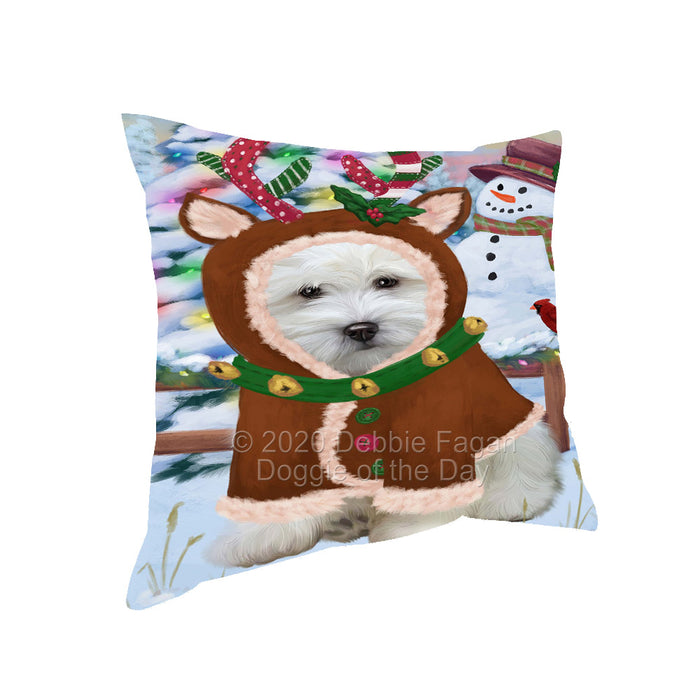 Christmas Gingerbread Reindeer Coton De Tulear Dog Pillow with Top Quality High-Resolution Images - Ultra Soft Pet Pillows for Sleeping - Reversible & Comfort - Ideal Gift for Dog Lover - Cushion for Sofa Couch Bed - 100% Polyester