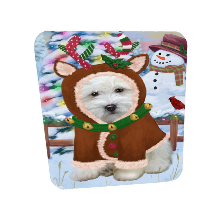 Christmas Gingerbread Reindeer Coton De Tulear Dog Coasters Set of 4 CSTA58354