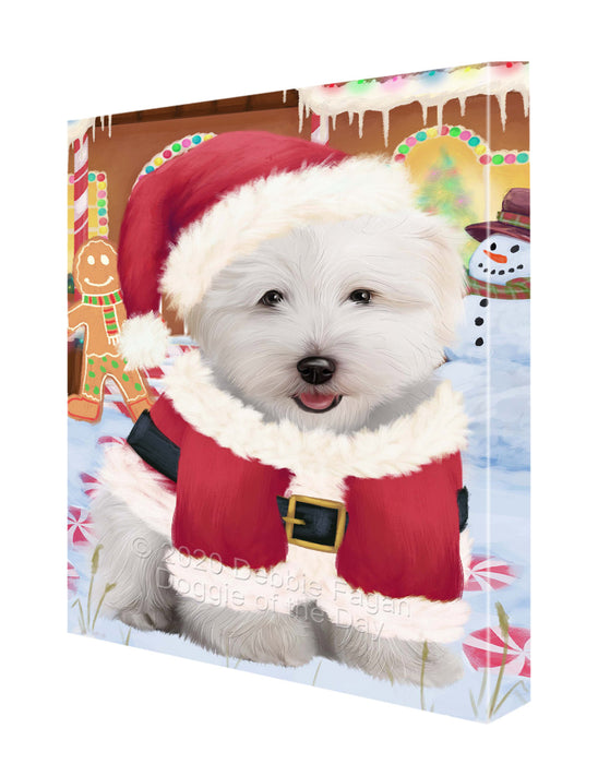 Christmas Gingerbread Candyfest Coton De Tulear Dog Canvas Wall Art - Premium Quality Ready to Hang Room Decor Wall Art Canvas - Unique Animal Printed Digital Painting for Decoration