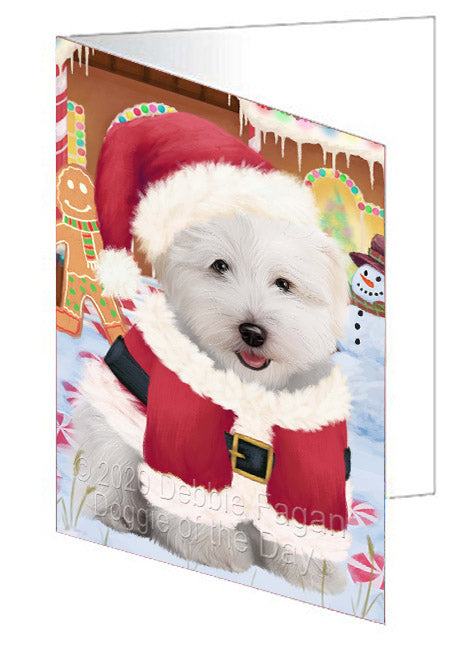 Christmas Gingerbread Candyfest Coton De Tulear Dog Handmade Artwork Assorted Pets Greeting Cards and Note Cards with Envelopes for All Occasions and Holiday Seasons