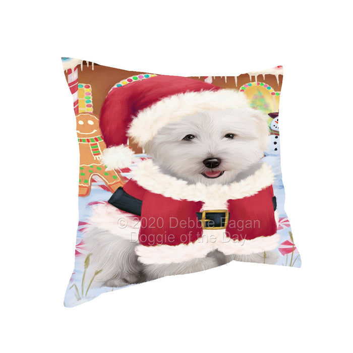 Christmas Gingerbread Candyfest Coton De Tulear Dog Pillow with Top Quality High-Resolution Images - Ultra Soft Pet Pillows for Sleeping - Reversible & Comfort - Ideal Gift for Dog Lover - Cushion for Sofa Couch Bed - 100% Polyester