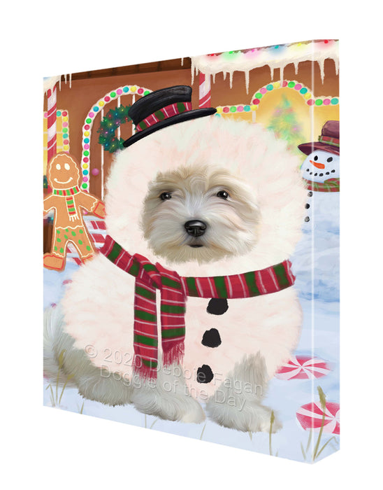 Christmas Gingerbread Snowman Coton De Tulear Dog Canvas Wall Art - Premium Quality Ready to Hang Room Decor Wall Art Canvas - Unique Animal Printed Digital Painting for Decoration