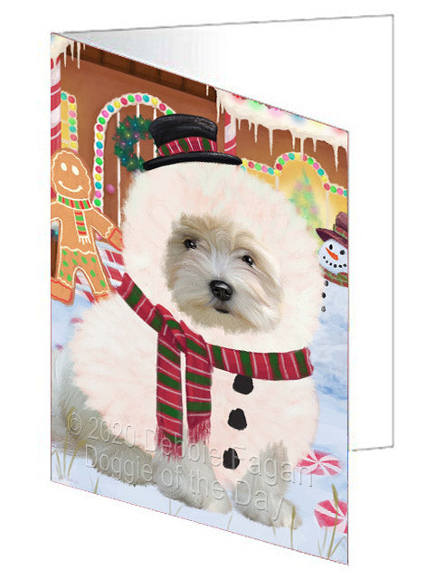 Christmas Gingerbread Snowman Coton De Tulear Dog Handmade Artwork Assorted Pets Greeting Cards and Note Cards with Envelopes for All Occasions and Holiday Seasons
