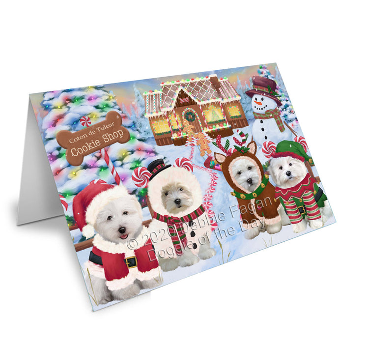 Christmas Gingerbread Cookie Shop Coton De Tulear Dogs Handmade Artwork Assorted Pets Greeting Cards and Note Cards with Envelopes for All Occasions and Holiday Seasons
