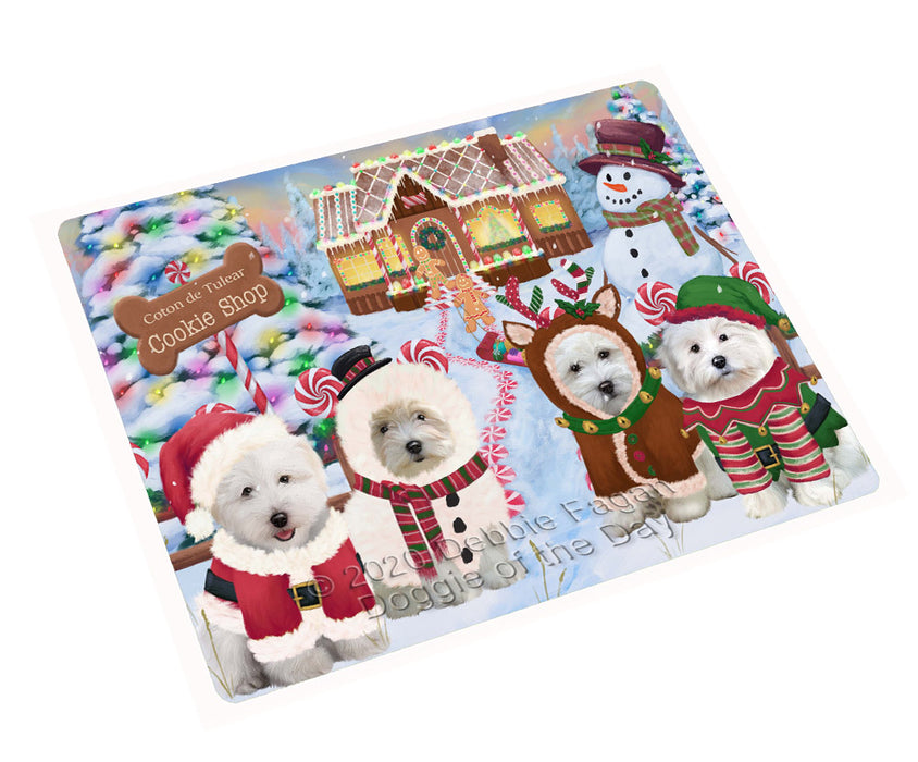 Christmas Gingerbread Cookie Shop Coton De Tulear Dogs Cutting Board - For Kitchen - Scratch & Stain Resistant - Designed To Stay In Place - Easy To Clean By Hand - Perfect for Chopping Meats, Vegetables