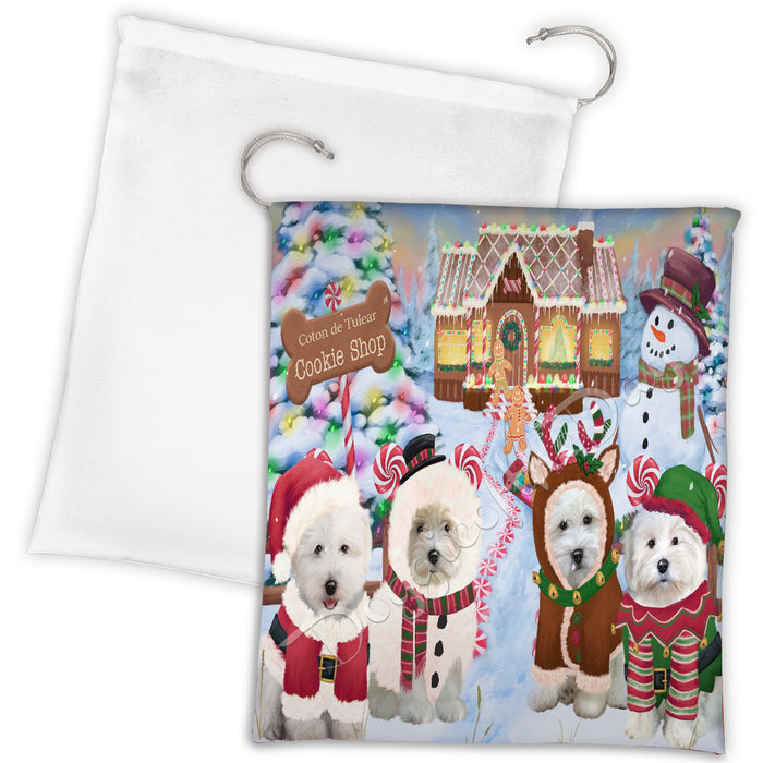Holiday Gingerbread Cookie Coton De Tulear Dogs Shop Drawstring Laundry or Gift Bag LGB48592