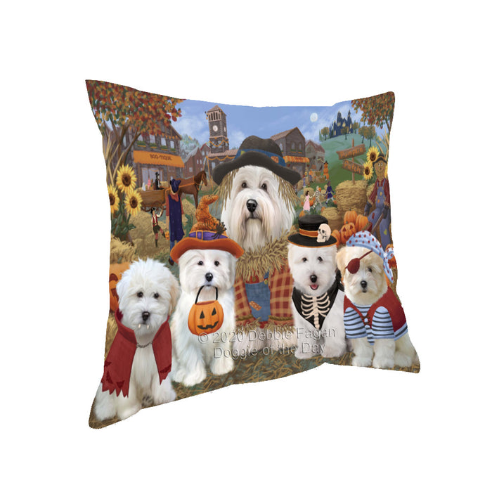 Halloween 'Round Town Coton De Tulear Dogs Pillow with Top Quality High-Resolution Images - Ultra Soft Pet Pillows for Sleeping - Reversible & Comfort - Ideal Gift for Dog Lover - Cushion for Sofa Couch Bed - 100% Polyester
