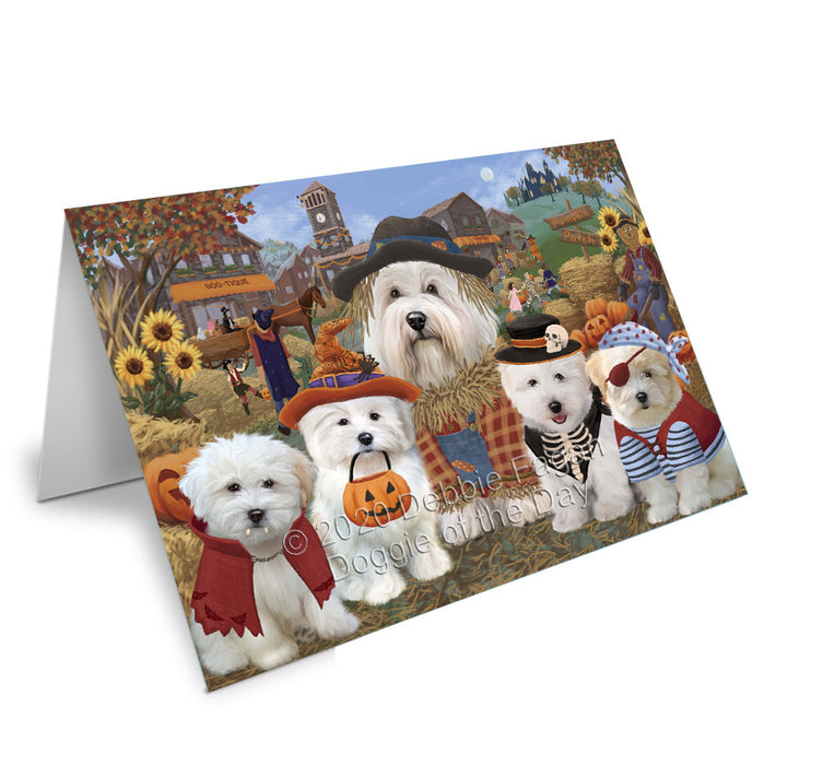 Halloween 'Round Town Coton De Tulear Dogs Handmade Artwork Assorted Pets Greeting Cards and Note Cards with Envelopes for All Occasions and Holiday Seasons
