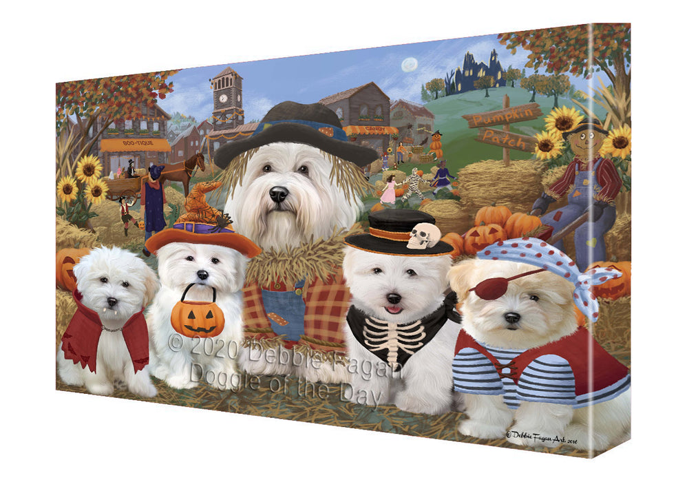 Halloween 'Round Town Coton De Tulear Dogs Canvas Wall Art - Premium Quality Ready to Hang Room Decor Wall Art Canvas - Unique Animal Printed Digital Painting for Decoration