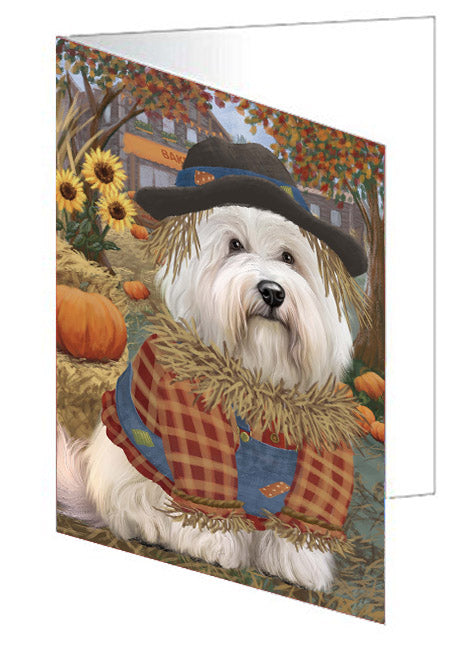 Halloween 'Round Town Coton De Tulear Dog Handmade Artwork Assorted Pets Greeting Cards and Note Cards with Envelopes for All Occasions and Holiday Seasons