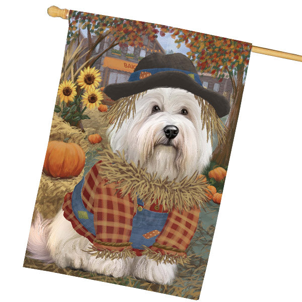 Halloween 'Round Town Coton De Tulear Dog House Flag Outdoor Decorative Double Sided Pet Portrait Weather Resistant Premium Quality Animal Printed Home Decorative Flags 100% Polyester FLG68993