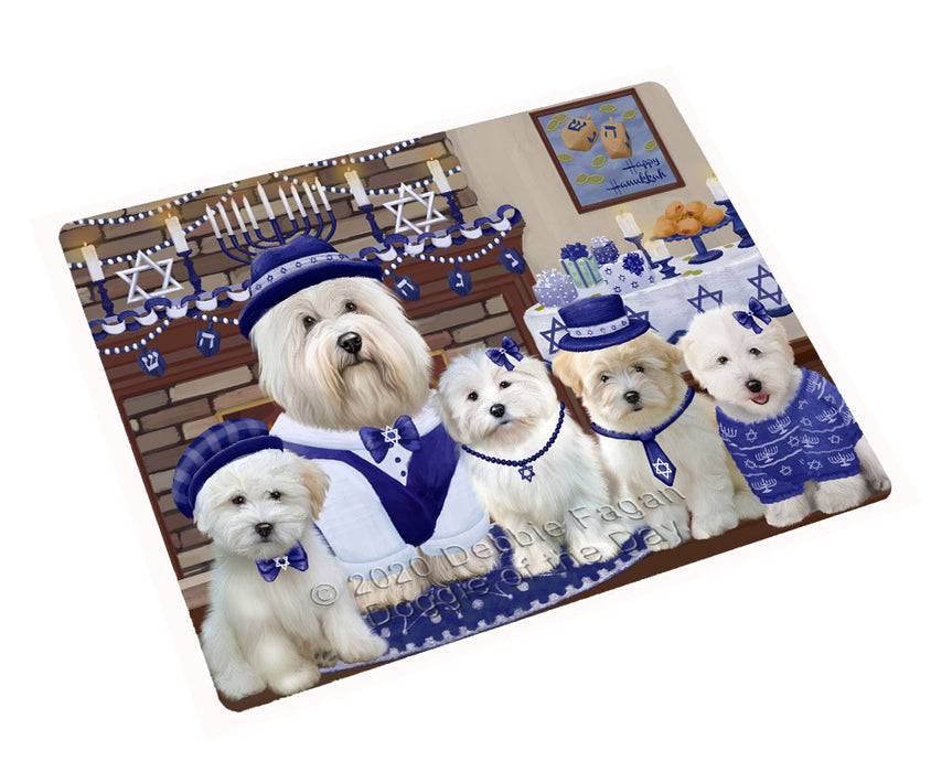 Happy Hanukkah Family Coton De Tulear Dogs Cutting Board - For Kitchen - Scratch & Stain Resistant - Designed To Stay In Place - Easy To Clean By Hand - Perfect for Chopping Meats, Vegetables