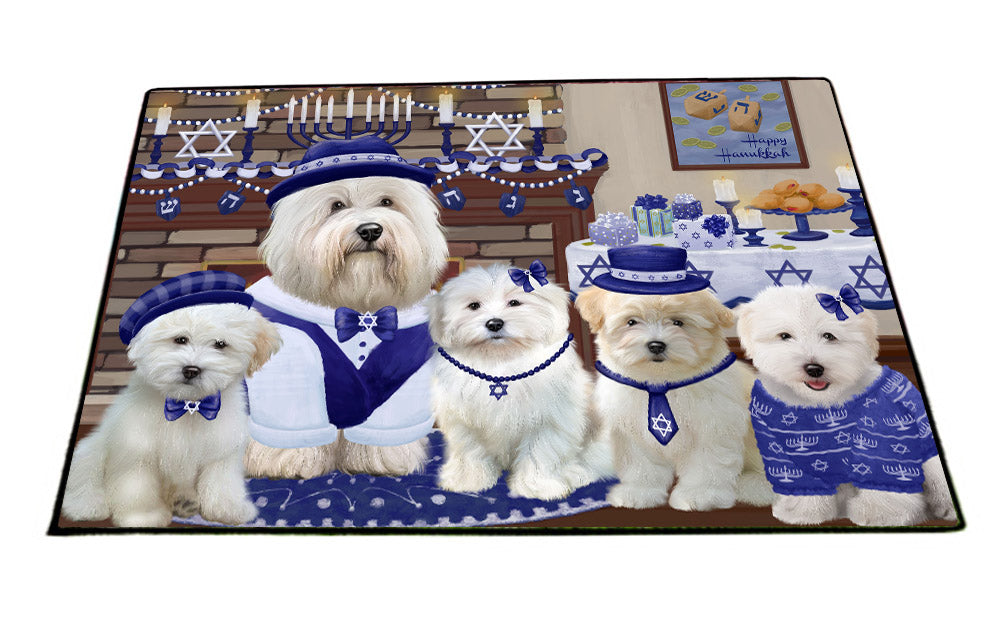 Happy Hanukkah Family Coton De Tulear Dogs Floormat FLMS55546